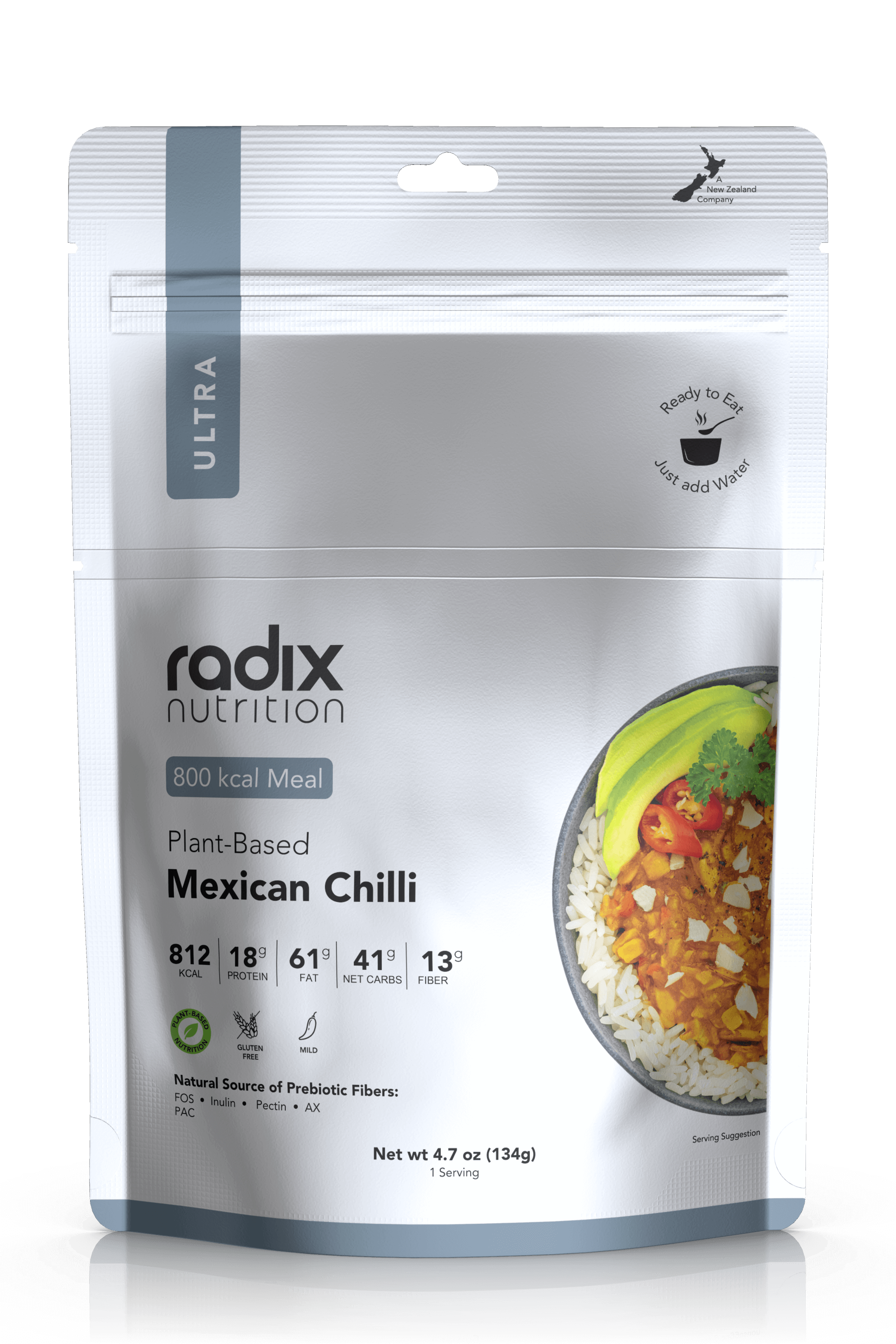 Radix Nutrition Ultra 800 Plant Based Mexican Chilli with Avocado V7 - Tramping Food and Accessories sold by Venture Outdoors NZ