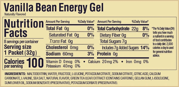GU Vanilla Bean Energy Gel - Tramping Food and Accessories sold by Venture Outdoors NZ