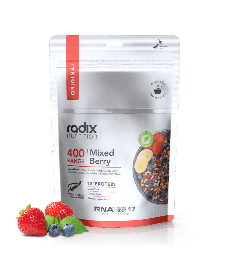 Radix Nutrition Original 400 Plant-Based Mixed Berry Breakfast v8.0 - Tramping Food and Accessories sold by Venture Outdoors NZ