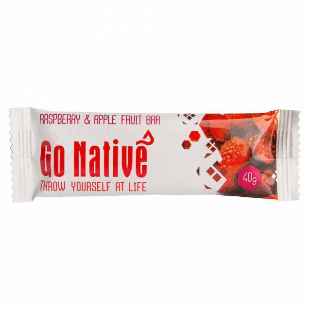 Go Native Raspberry & Apple Fruit Bar - Tramping Food and Accessories sold by Venture Outdoors NZ