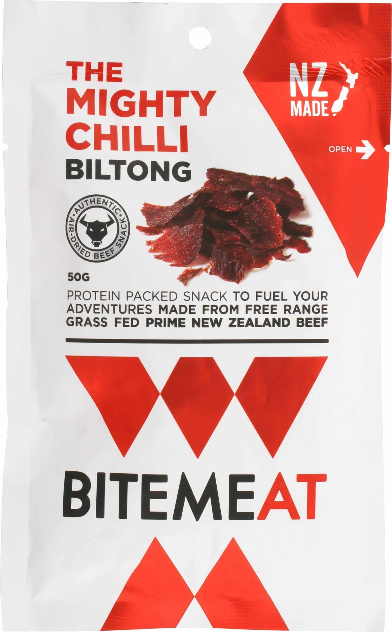 Canterbury Biltong BiteMeat Chilli Biltong 50g - Tramping Food and Accessories sold by Venture Outdoors NZ