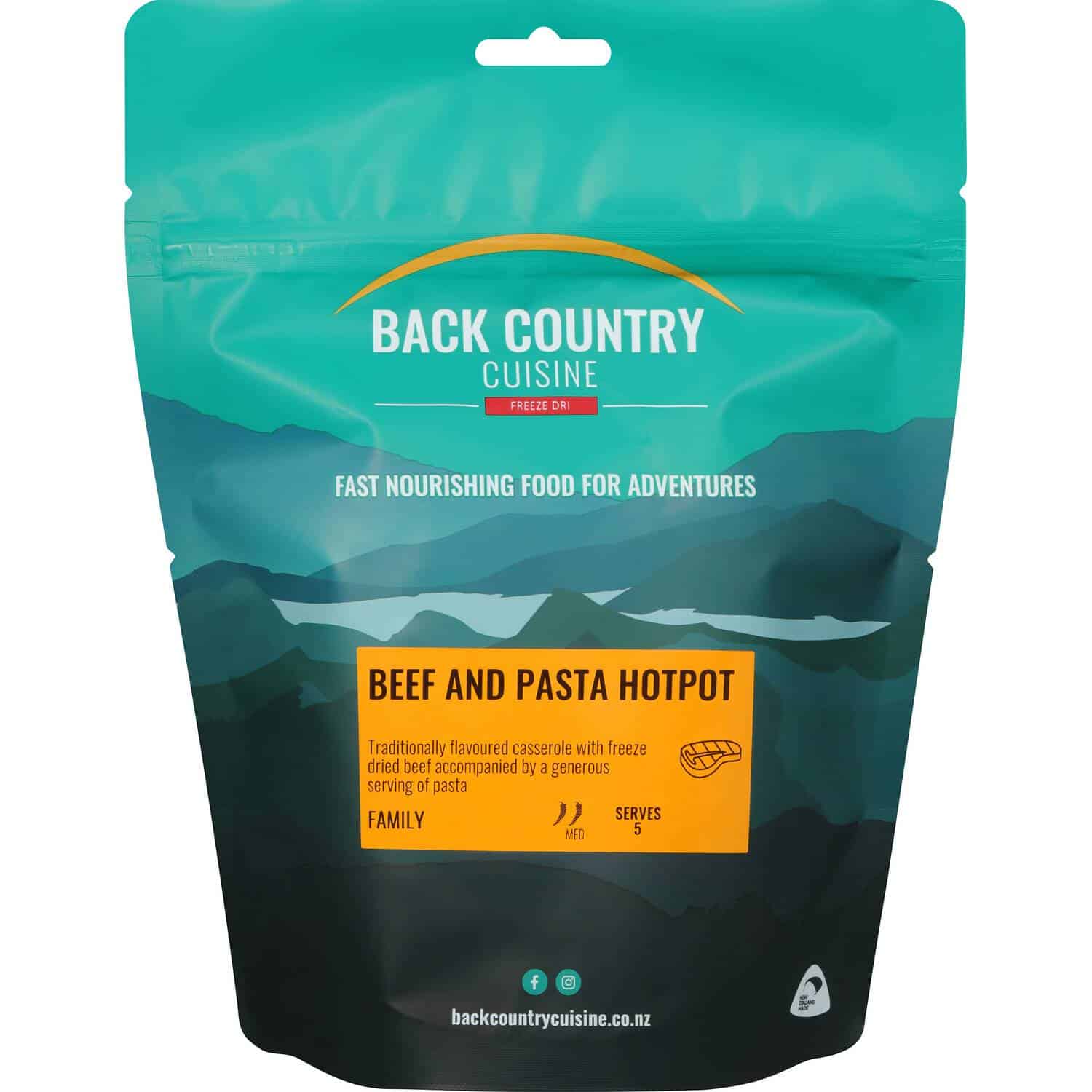 Back Country Cuisine Beef & Pasta Hotpot Family - Tramping Food and Accessories sold by Venture Outdoors NZ