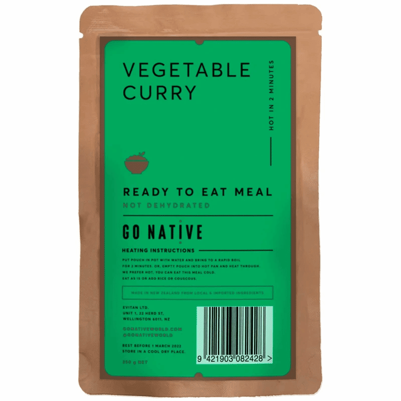 Go Native Vegetable Curry - Tramping Food and Accessories sold by Venture Outdoors NZ