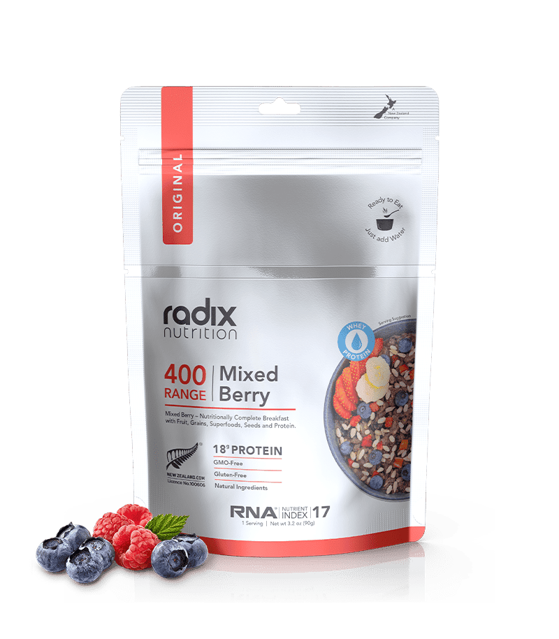 Radix Nutrition Original 400 Mixed Berry Breakfast v8.0 - Tramping Food and Accessories sold by Venture Outdoors NZ