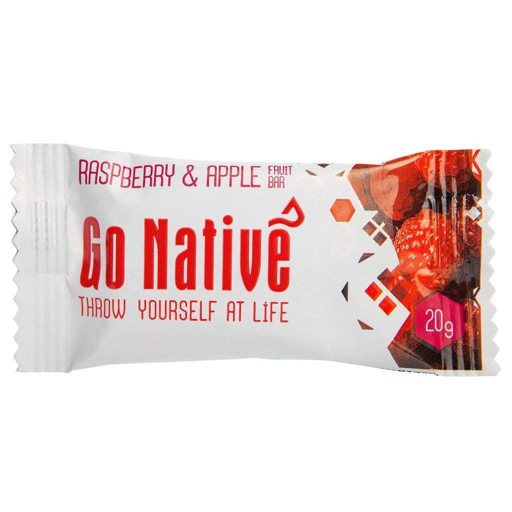 Go Native Raspberry & Apple Fruit Bar 20g - Tramping Food and Accessories sold by Venture Outdoors NZ