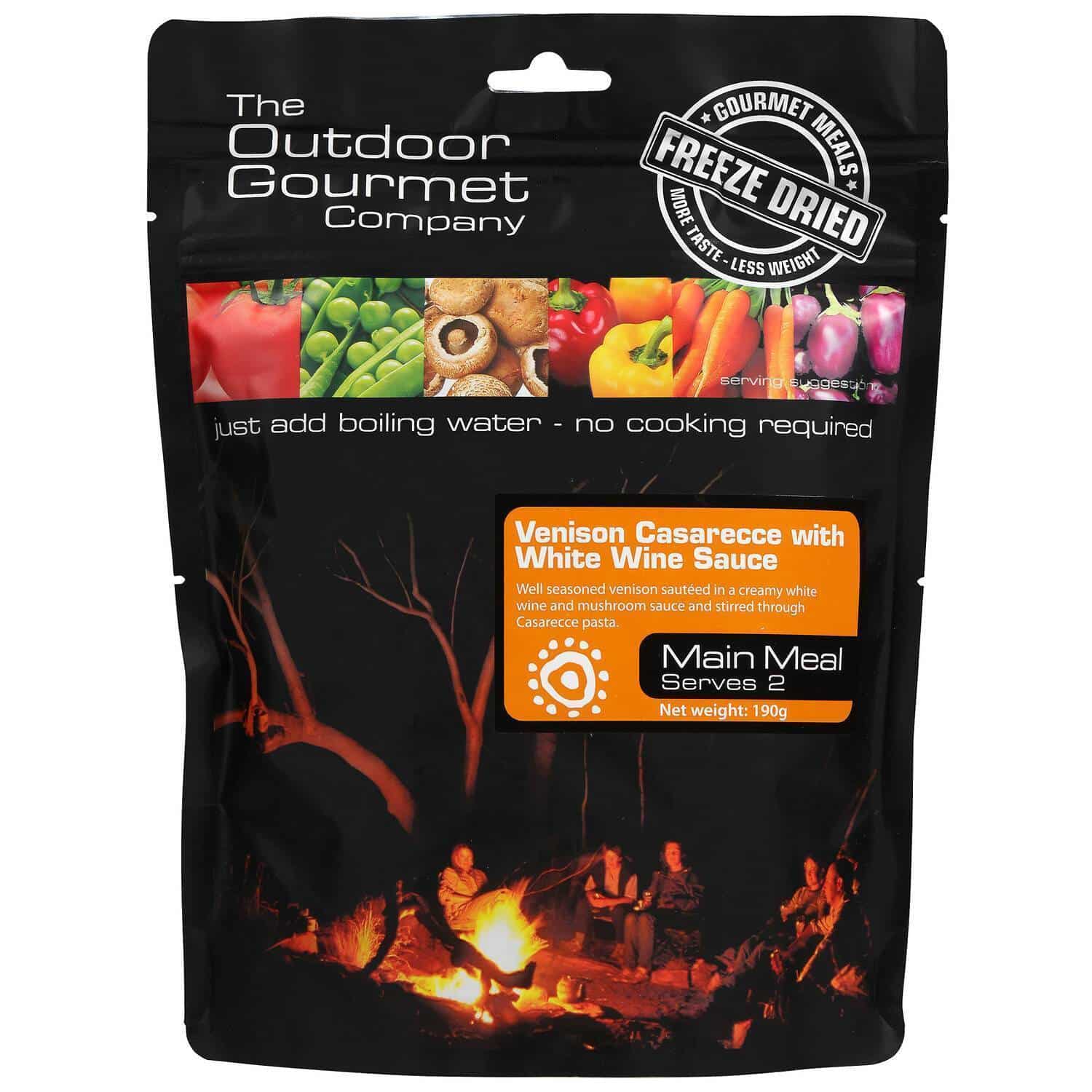 The Outdoor Gourmet Co. Venison Casarece with White Wine Sauce - Tramping Food and Accessories sold by Venture Outdoors NZ