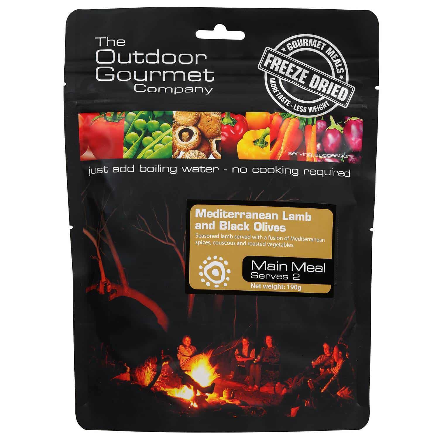 The Outdoor Gourmet Co. Mediterranean Lamb & Black Olives - Tramping Food and Accessories sold by Venture Outdoors NZ