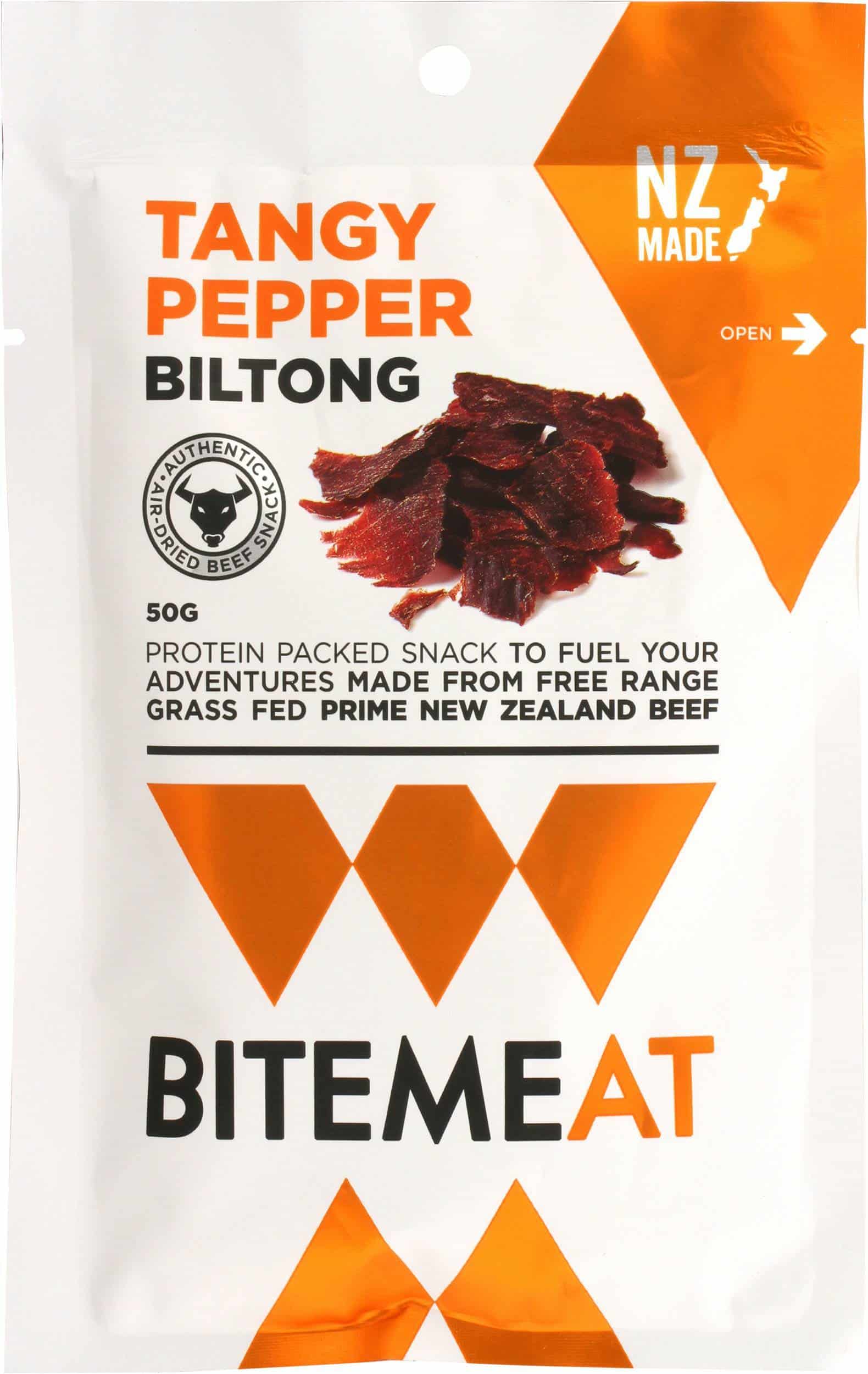Canterbury Biltong BiteMeat Tangy Pepper Biltong 50g - Tramping Food and Accessories sold by Venture Outdoors NZ