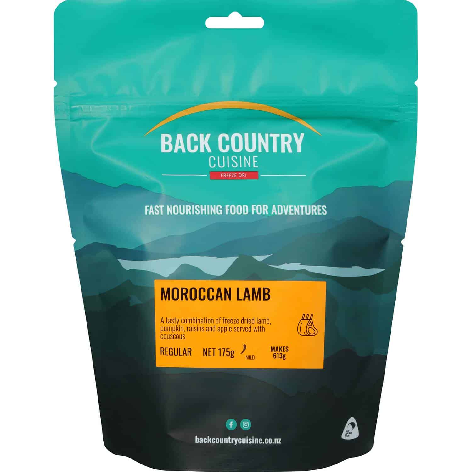 Back Country Cuisine Moroccan Lamb Regular - Tramping Food and Accessories sold by Venture Outdoors NZ