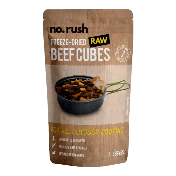 No Rush Freeze-Dried Beef Cubes 30g - Tramping Food and Accessories sold by Venture Outdoors NZ