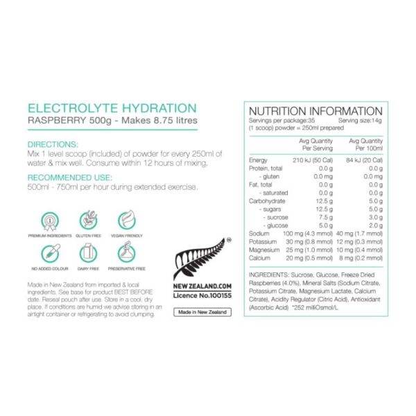 Pure Sports Nutrition Electrolye Hydration 500g - Tramping Food and Accessories sold by Venture Outdoors NZ